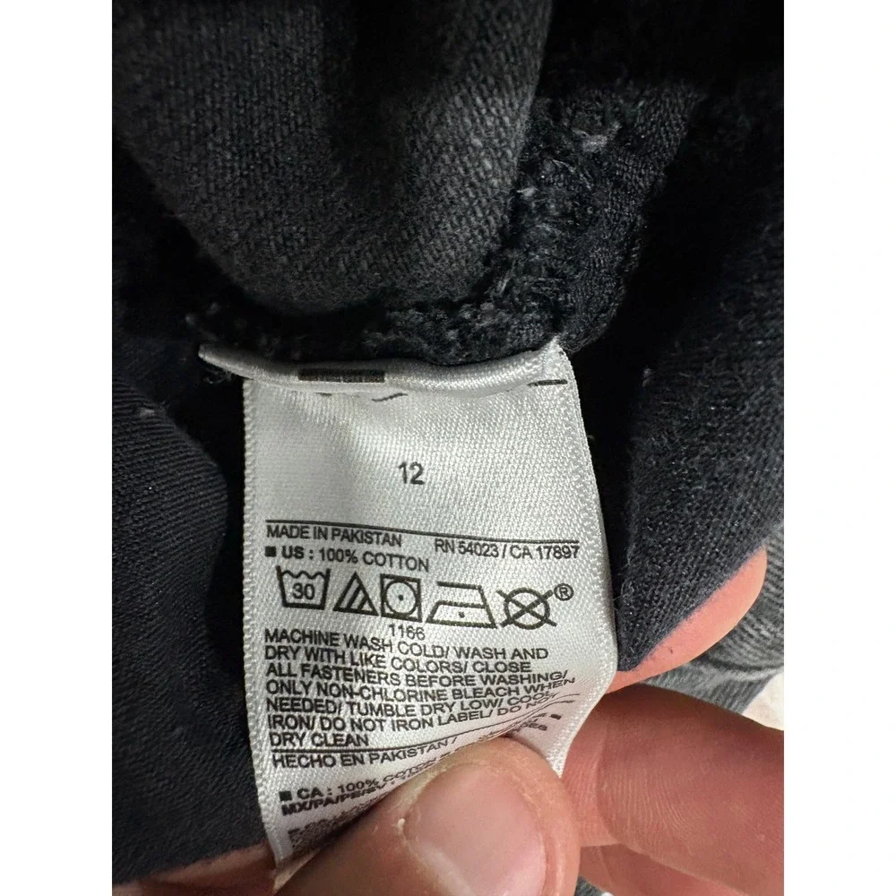 Old Navy Drapey Denim Baggy Wide Leg Cargo Jeans Washed Black Gray Size 12 Cotto